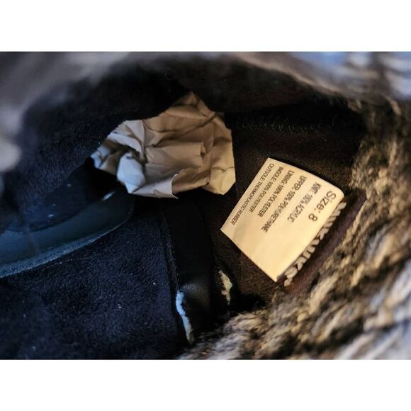 NWT MucLuks GreyLea Striped Canvas and sweater Waterproof  boots size 8 - Picture 5 of 7